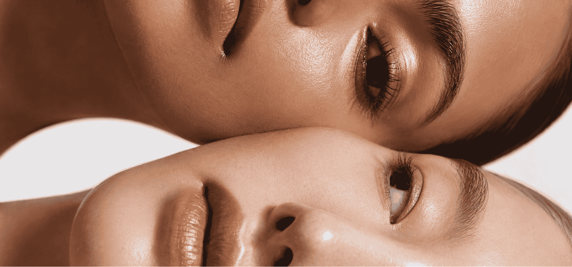 Close-up beauty portrait of two women