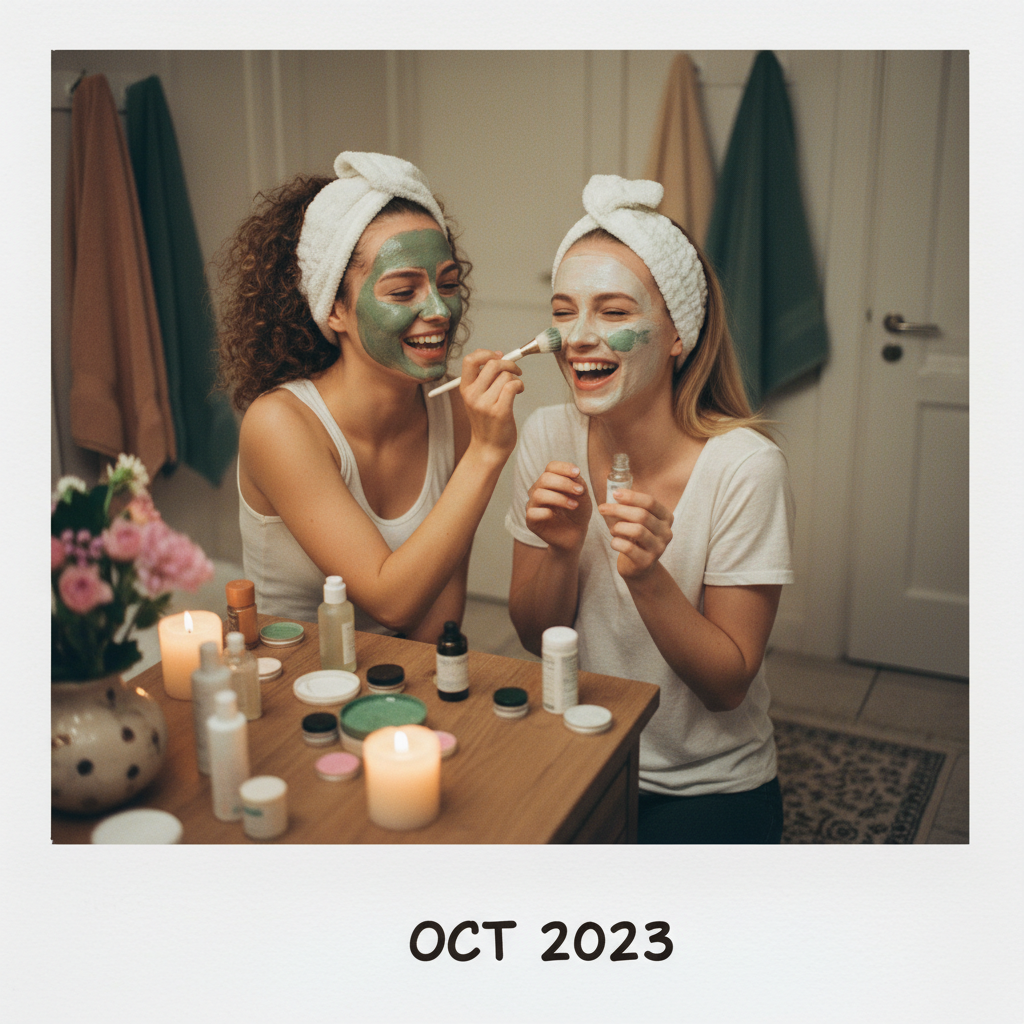Friends enjoying a skincare routine