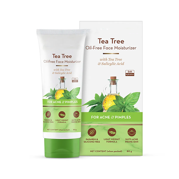 Tea Tree Oil-Free Face Moisturizer with Tea Tree and Salicylic Acid for Acne and Pimples - 80 gm